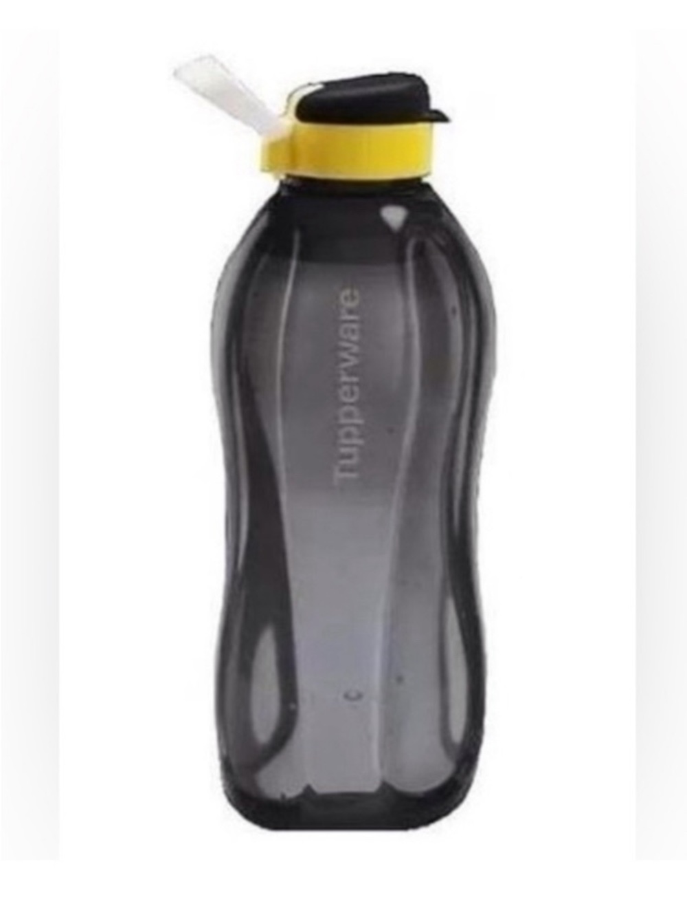 Tupperware Black Water Bottle with Yellow Accent Flip Top 2L